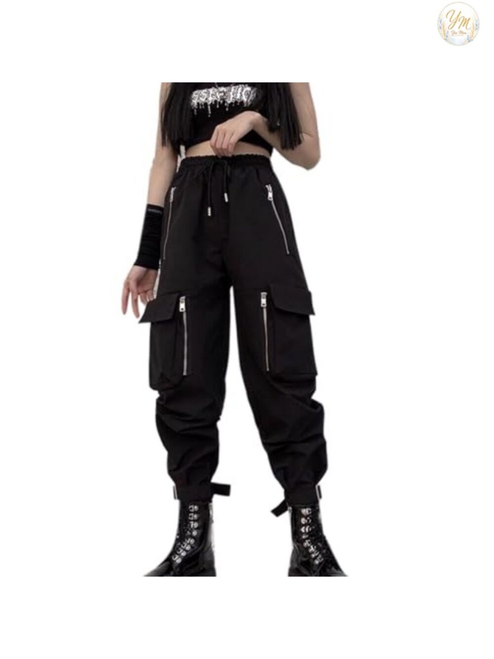 Women's Cargo Pants Loose Chained Multi-Pocket Multi-Zip Goth Punk